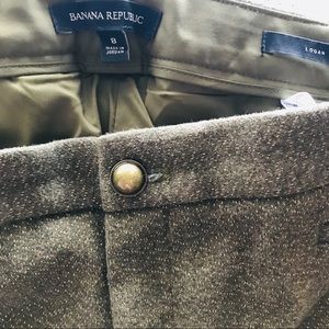 Banana Republic gold shimmer green crop wool pants